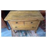Small antique 3 drawer oak dresser, on 4 castor