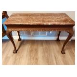 Marble top console side table, in the Chippendale