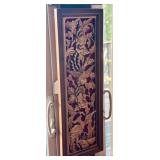 Pair of carved wood Chinese teakwood framed