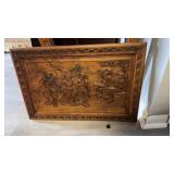 Card Wood panel, and a carved wood frame,