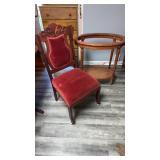 Victorian side chair and a oval side table with a