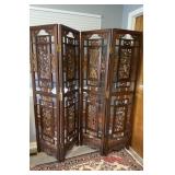 Vintage carved 4 panel room divider,  Chinese