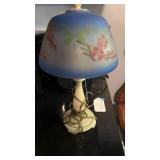 Small antique metal table lamp with reverse