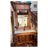 Antique 1850 Figural Marquetry Marble Console