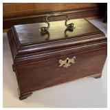 Antique three section tea caddy box, the old