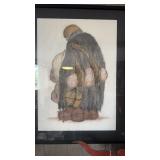 Large framed, original oil pastel painting  on