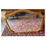 Vintage scalloped edge, wood, framed wall mirror,