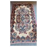 Antique Wool Kerman carpet rug, nice bright blue