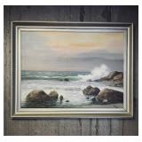 Original Oil Painting on canvas, sunset over the