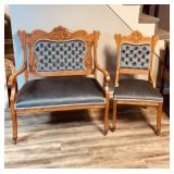 Antique Victorian parlor set, two arm bench