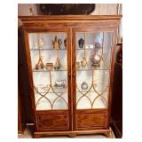 Antique 2 glass door display cabinet, with three