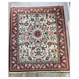 Small antique Persian carpet rug, very worn trim