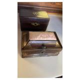 2 small antique trinket boxes, one appears to be