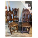 Set of four Spanish inspired leather dining