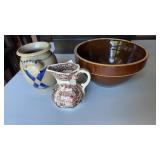 3 pieces pottery, includes a colonial