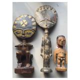 2 carved wood African fertility doll figures