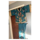 Antique Chinese and bordered silk robe and