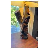 Six carved head base table lamp, all car from one