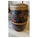 Antique and painted wood stool, with a painted