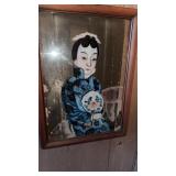 Antique framed, Chinese reverse painted on glass