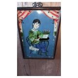 Antique framed Chinese reverse painted on glass,