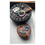 Two antique Chinese, sewing baskets, with