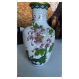 Chinese brass enamel cloisonnï¿½ flower vase, with