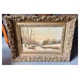 Antique farmhouse Oil Painting on canvas, in a