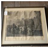 Large framed, antique French engraving, ï¿½ Les