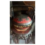 Round Chinese storage box with gold painted