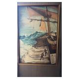 Large original Oil Painting sailing ship in the