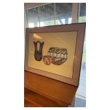 Framed Pablo, Indian pottery, print, signed and