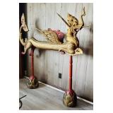 Antique Asian hand-carved  wooden dragon or Naga