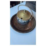 Iron metal smudge pot with a brass handle and