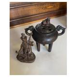 Antique bronze tripod sensor with the animal top