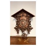 Antique Black Forest cuckoo clock, carved wood,