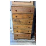 Small vintage tall, six drawer dresser, missing
