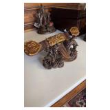 Carved hard stone Japanese Ruyi Septer on a