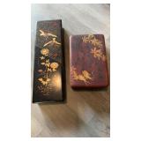 2 Japanese lacquer boxes, one rectangular glove