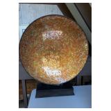 Pair of large mirrored mosaic tile bowl shape on