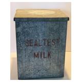 Vintage Seal Test Milk Container outdoor milk box