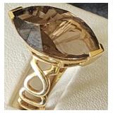 Vintage 14K & Champagne Quartz Ring Marked 'ATR'