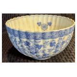 Antique Asian Blue & White Porcelain Ribbed Bowl