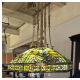 'Kichler' Signed Stained & Leaded Glass Chandelier