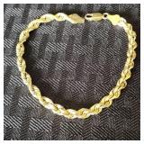 Vintage 14K Yellow Gold 8' Rope Twist Bracelet 13g