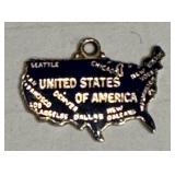 14K gold charm ï¿½ outline map of the USA