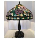 Vintage Stained & Leaded Glass Table Lamp