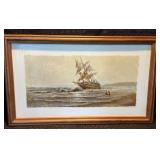 Original Painting Signed 'W.H Yates' on Milk Glass