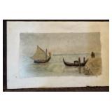 Antique Painting Unsigned -Seashore with Sailboats