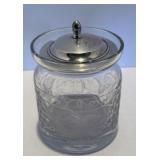 Intaglio Cut Glass Jam Jar - Grape & Vine Patttern